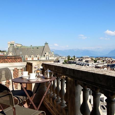 Lausanne Palace Bagian luar foto View from the balcony of a suite at the Hotel de l'Europe